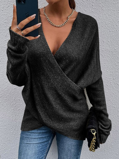 Draped in Style Color Block Long Sleeve Sweater