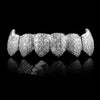 WHITE GOLD PLATED FANGED CZ CLUSTER PREMIUM GRILLS