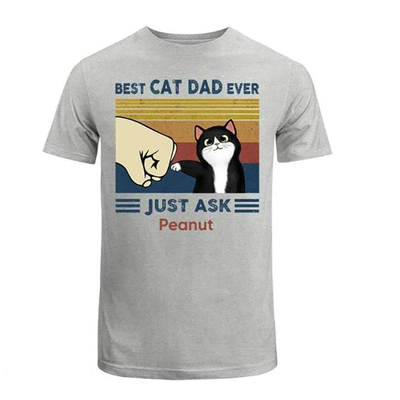 Best Cat Dad Fluffy Cat Personalized Light Color Shirt2