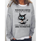 Womens Funny Coffee Letter Black Cat Casual Sweatshirts