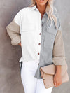 Womens Corduroy Long Sleeve Button Down Shirt Casual Collared Jacket Tops