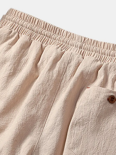 Men's Chinese Linen Loose Pants Retro Loose Sports Shorts