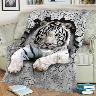 White Tiger Wall - Premium Blanket