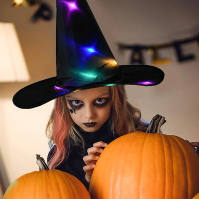 Glowing Witch Hat Decorations - 2 in 1 Hanging/Wearable