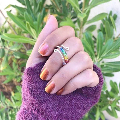 To My Daughter - Drive Away Your Anxiety Rainbow Beads Fidget Ring