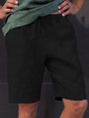 Men's linen multi-pocket drawstring design casual shorts