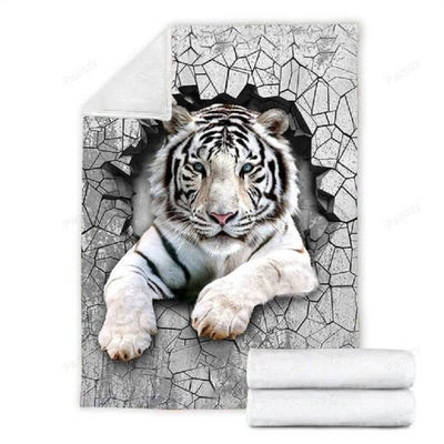 White Tiger Wall - Premium Blanket