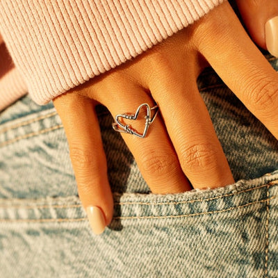 STERLING SILVER HEART WIRE RING