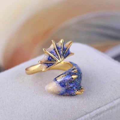 Gold Topaz Dragon Ring Adjustable Ring Size