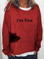 Women's Halloween Humor Funny Bloodstained I'm Fine Printed Long Sleeve T-Shirt