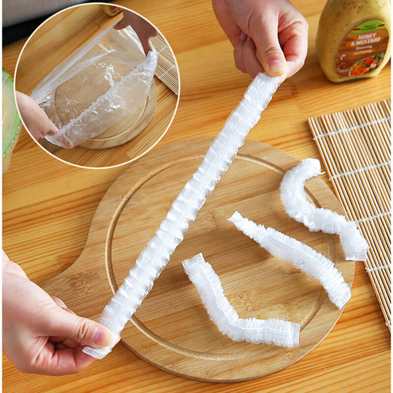 Disposable Food Cover Plastic Wrap Elastic Food Lids For Fruit Bowls Cups Caps Storage Kitchen Fresh Keeping Saver Bag