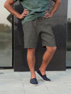 Men's linen multi-pocket drawstring design casual shorts