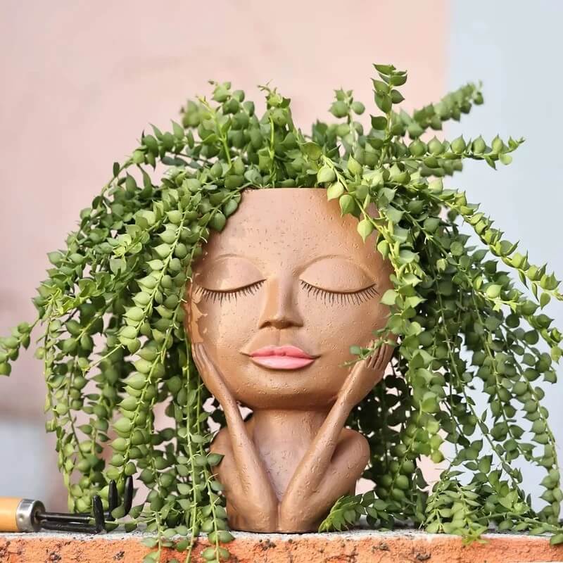 Cute Lady Face Plant Pot