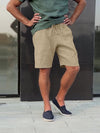 Men's linen multi-pocket drawstring design casual shorts