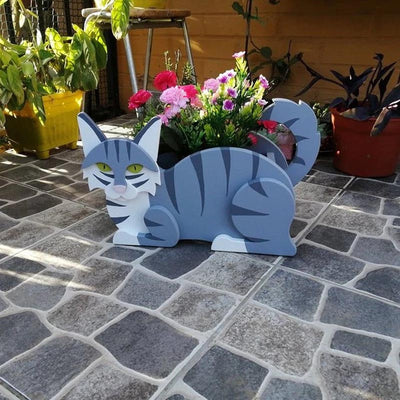 Blue And White Cat Planter AP075