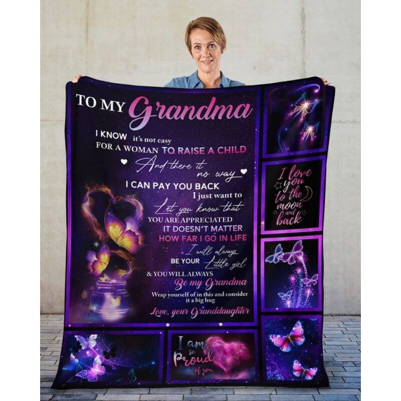 To My Grandma - From Granddaughter - Butterflyblanket - A315 - Premium Blanket