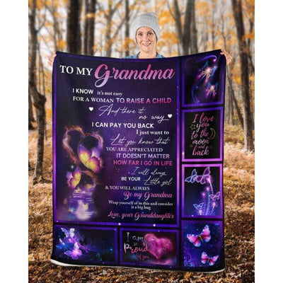 To My Grandma - From Granddaughter - Butterflyblanket - A315 - Premium Blanket