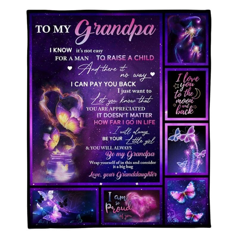 To My Grandpa - From Granddaughter - Butterflyblanket - A315 - Premium Blanket