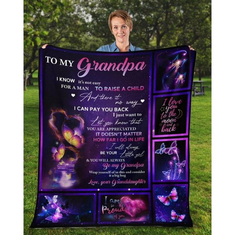 To My Grandpa - From Granddaughter - Butterflyblanket - A315 - Premium Blanket