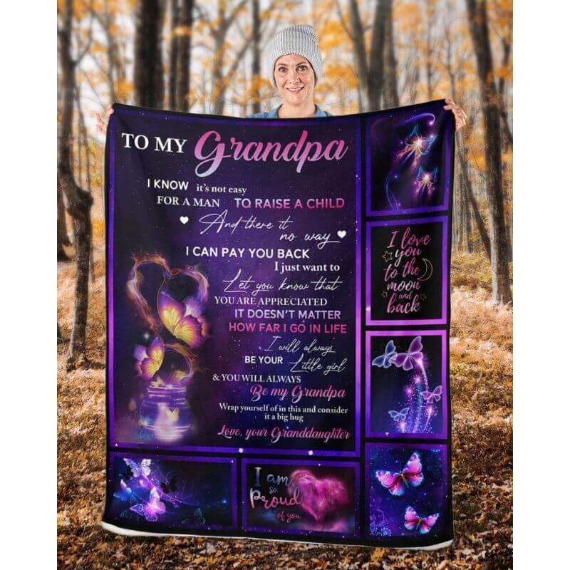 To My Grandpa - From Granddaughter - Butterflyblanket - A315 - Premium Blanket