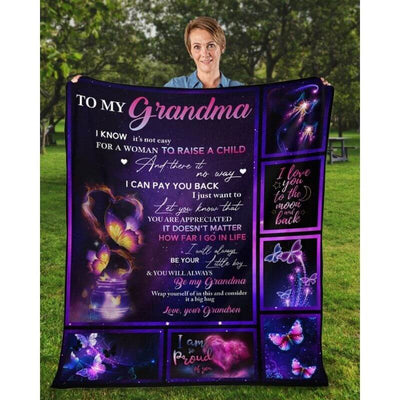 To My Grandma - From Grandson - Butterflyblanket - A315 - Premium Blanket