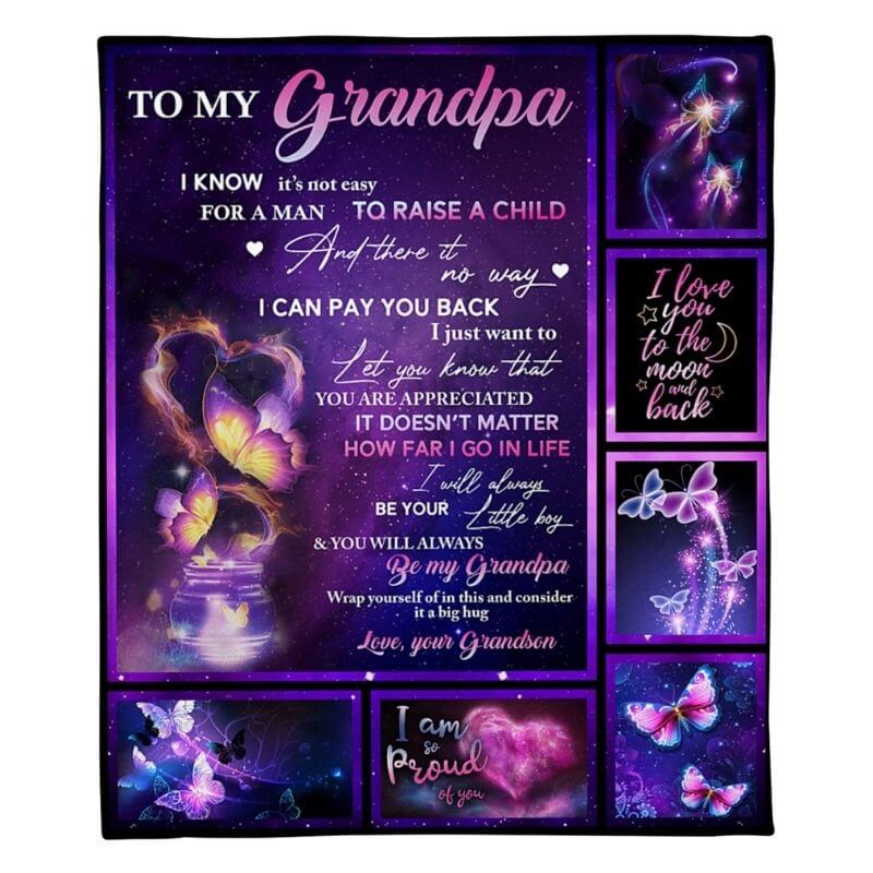 To My Grandpa - From Grandson - Butterflyblanket - A315 - Premium Blanket