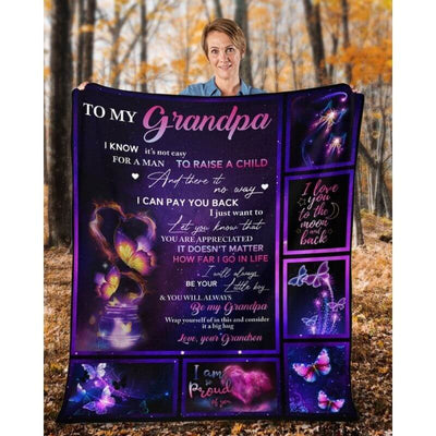 To My Grandpa - From Grandson - Butterflyblanket - A315 - Premium Blanket