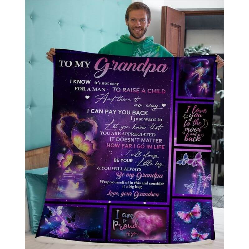 To My Grandpa - From Grandson - Butterflyblanket - A315 - Premium Blanket