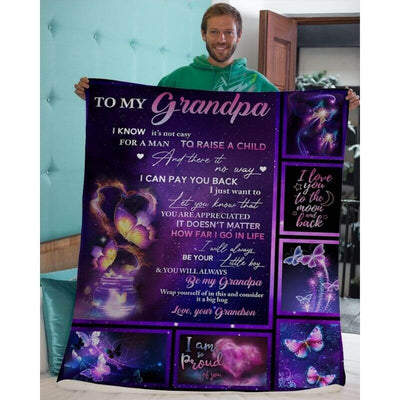 To My Grandpa - From Grandson - Butterflyblanket - A315 - Premium Blanket