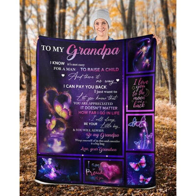 To My Grandpa - From Grandson - Butterflyblanket - A315 - Premium Blanket