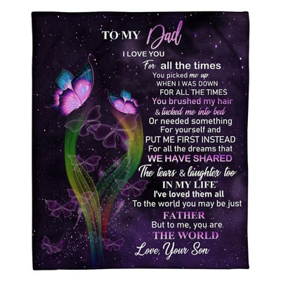 To My Dad - From Son - Butterflyblanket - A319 - Premium Blanket