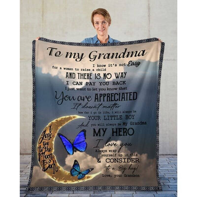 To My Grandma - From Grandson - Butterflyblanket2 - A314 - Premium Blanket