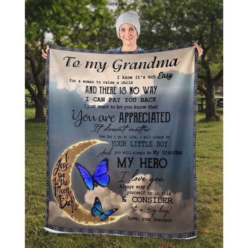 To My Grandma - From Grandson - Butterflyblanket2 - A314 - Premium Blanket