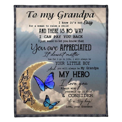 To My Grandpa - From Grandson - Butterflyblanket2 - A314 - Premium Blanket