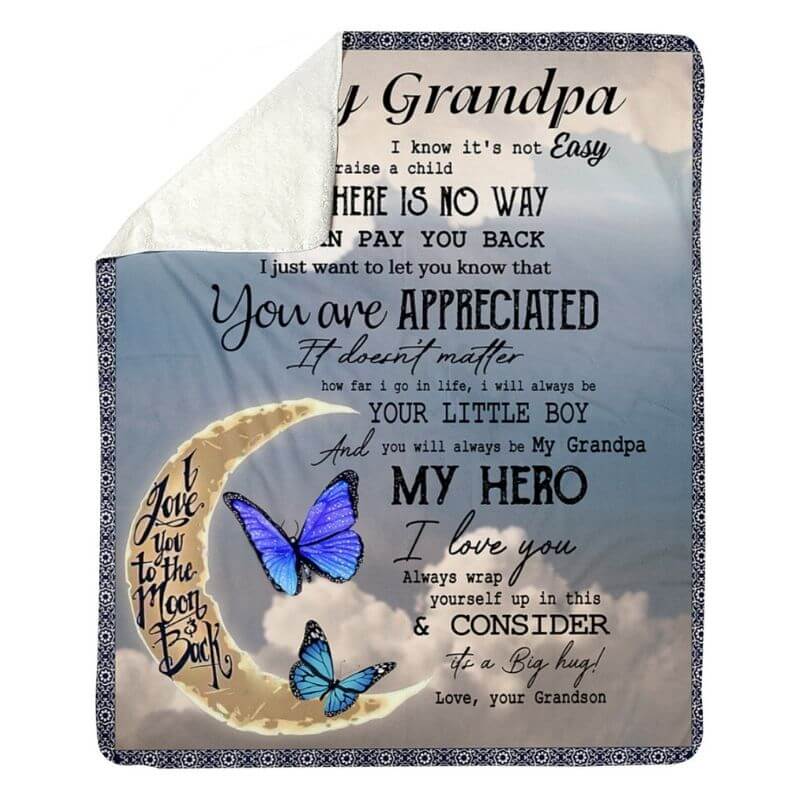 To My Grandpa - From Grandson - Butterflyblanket2 - A314 - Premium Blanket