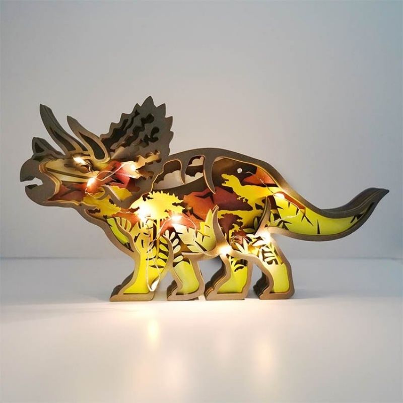 Roaring Triceratops Carving Handcraft Gift