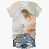 Women's Jesus Print Crew Neck T-Shirt