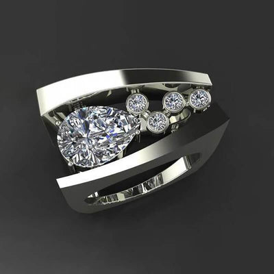 Geometric Solid Diamond Ring