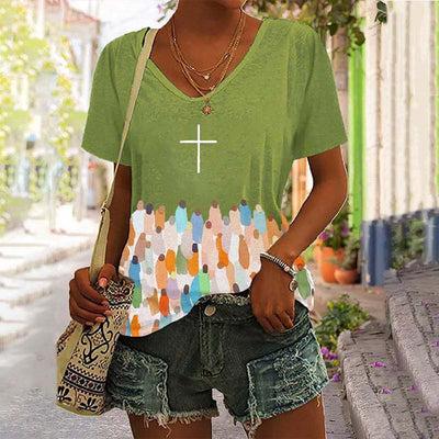 Women's Faith Respect Jesus Print V-Neck Tee