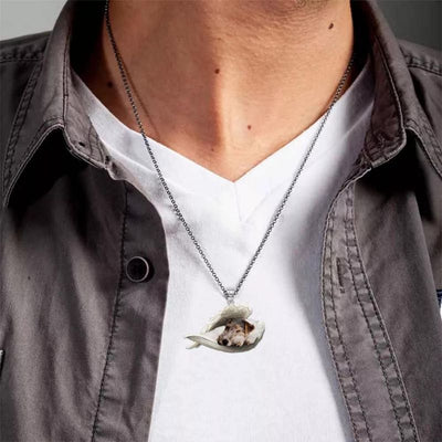 Fox Terrier Sleeping Angel Stainless Steel Necklace SN092