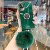 Luxury mobile phone holder/phone case with plush ball