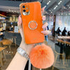 Luxury mobile phone holder/phone case with plush ball