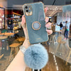 Luxury mobile phone holder/phone case with plush ball