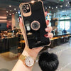 Luxury mobile phone holder/phone case with plush ball