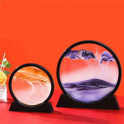 Moving Sand Art Picture Round Glass 3D 7/12inch