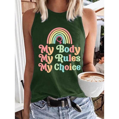 My Body My Rules My Choice Print Casual Vest