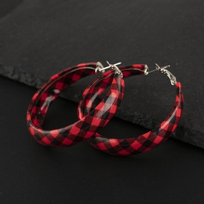 BOUND ROUND PLAID EARRINGS