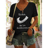 V-Neck Letter Print Casual T-Shirt