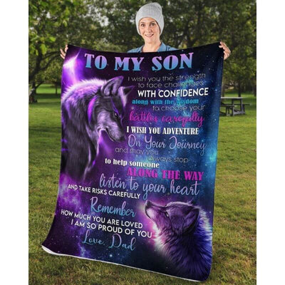 To My Son - From Dad - Wolfblanket - A354 - Premium Blanket