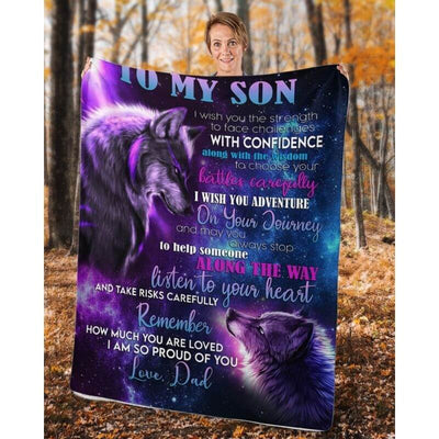 To My Son - From Dad - Wolfblanket - A354 - Premium Blanket